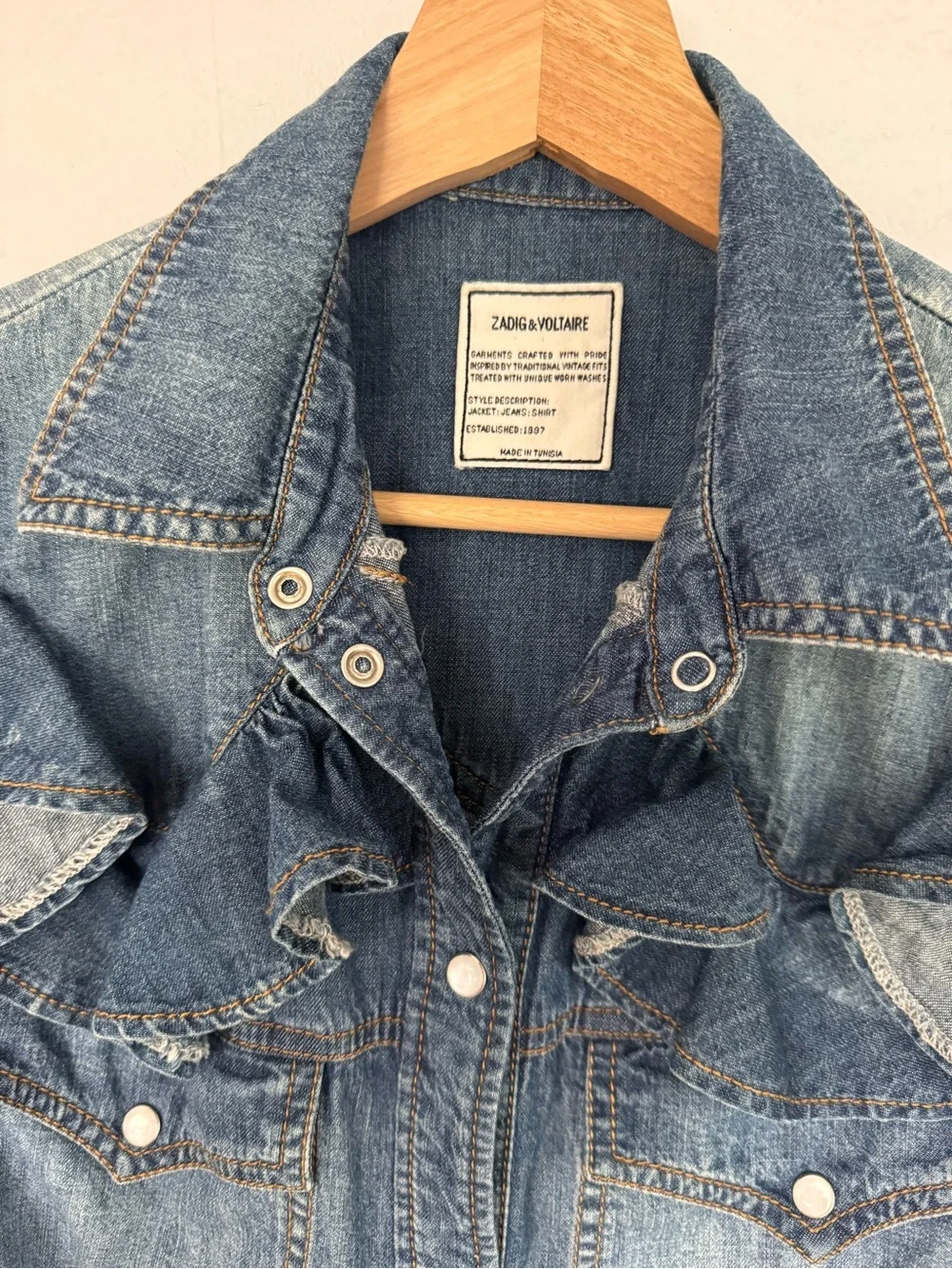Zadig & Voltaire Toky Ruffle Denim Shirt - Picture 5 of 11